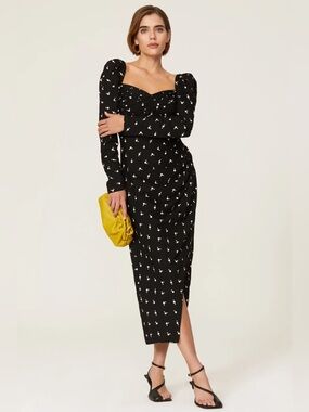 Self-Portrait black white Polka Dot Puff Sleeve Dress size 2